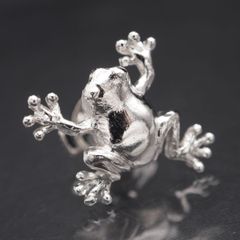 A104 ヴィンテージ SILVER刻印 ピンブローチ 蛙 カエル デザイン シルバー ラペルピン