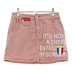 サイズ：7 LECOQ GOLF ルコックゴルフ  ストレッチスカート ストライプ柄 レッド系 [240001858368]# ゴルフウェア レディース ストスト