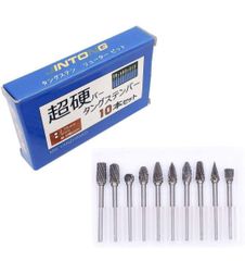 ★JINTONG リューター ビット ドリル ビット タングステンバー 超硬カッター ルータービット10本セット(3mm軸 刃幅6ｍｍ)