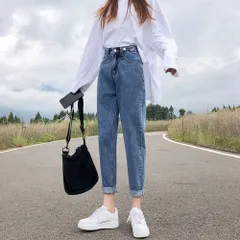 ☆ ブルー ☆ L ☆ デニムパンツ テーパードパンツ ウエスト調整可能 デニムパンツ テーパードパンツ レディース テーパード ジーンズ パンツ デニム 長ズボン ズボン ロングパンツ ウエスト調整可能 ウエストボタン ウエスト 調整可 ゆったり カジュアル