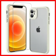 【匿名配送】 iPhone 12 mini_レトロホワイト OWKEY iPhone 12 mini ケース 【ガラスフィルム付き】 半透明 薄型 軽量 いph