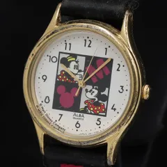 稼働 セイコー アルバ V811-1880 ディズニー ミッキーマウス ミニーマウス QZ ホワイト文字盤 レディース腕時計 TKD 2000000 NSK