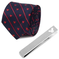 Disney ミッキー ネイビー ピンストライプ ネクタイ ネクタイピン セット