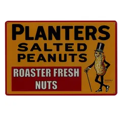 デッド未使用【1993年】✨ヴィンテージ ミスターピーナッツ✨メタル 看板バナー Planters Mr.Peanuts Metal Sign ミスターピーナッツ ビンテージ