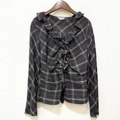 #anc インゲボルグ INGEBORG シャツ・ブラウス M グレー系 ベージュ ボルドー チェック フリル レディース [949041]のサムネイル