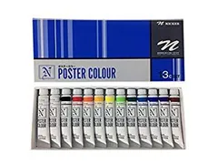 【中古】ニッカー 水彩絵具 ポスターカラー 12色13本セット 11ml(4号) 2mvetro