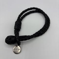 ボッテガ ヴェネタ  BOTTEGA VENETA ブレスレット レザー 編み込み チャーム ブラック 黒