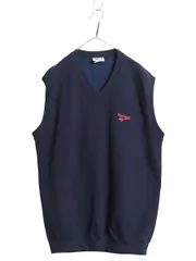 【お得なクーポン配布中!】 90s USA製 リーボック スウェット ベスト メンズ XL オールド Vネック プルオーバー トレーナー 重ね着 裏起毛 ワンポイント 大きいサイズ