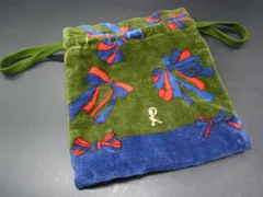 ■美品■ Roberta di Camerino ロベルタ ディ カメリーノ モケット 巾着袋 ポーチ 小物入れ マルチケース  グリーン系 DG7382