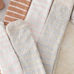 １足靴下販売【無地ライトグレー】【ボーダー】《太ももまでふわふわ💖極上ぬくもりソックス》防寒・節電にも◎韓国ファッション／ルームウェアにぴったり💖