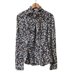 美品 Vivienne Westwood ヴィヴィアンウエストウッド ゴールドレーベル 総柄 オーブボタン 長袖 シャツ UK10 マルチカラー レディース 古着 中古 USED
