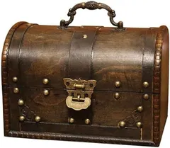 PLEAVIT 宝箱 アンティーク レトロ 木箱 ジュエリー アクセサリー 小物入れ 収納 ボックス ふた付き( A)