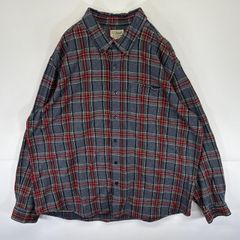 古着 エルエルビーン L.L.Bean 長袖 フランネルシャツ チェック柄 胸ポケット ボタンダウン 大きいサイズ XL  グレー メンズ