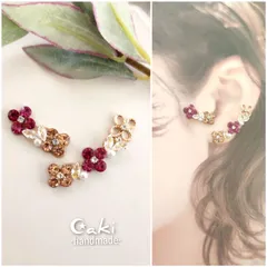 お花✿.*･キラキラストーン プチイヤーカフセット♪ハンドメイド