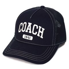コーチ 帽子 COACH シグネチャー コットン メッシュ ロゴ エンブロイダード トラッカー ハット キャップ ブラック CAA61