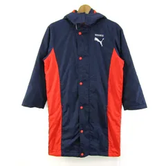 プーマ ベンチコート ロング スポーツ アウター キッズ 男の子用 140サイズ ネイビー/レッド PUMA 【中古】