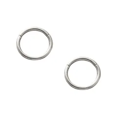 【シルバー × 7mm】[Cream dot. クリームドット公式] ステンレス製 両耳用 金属アレルギー つけっぱなし サージカルステンレス フープ 極細 1mm幅 7サイズ 中折れ キャッチレス リング 大人