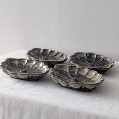 【送料無料】　4枚セット　小代焼　日本伝統工芸　民藝　ディスプレイ　撮影小物　小道具　日本製　時代物　年代物　アンティーク　古道具