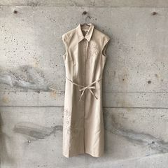 ローラアシュレイ＊ベージュコットンロングワンピース