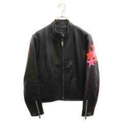 CHROME HEARTS (クロムハーツ) RACING2 レーシング2 スターパッチカスタム ハートボタン ダガージップシングルライダースレザージャケット ブラック/シルバー/マルチ