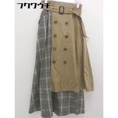 ◇ ◎ PAGEBOY ページボーイ ALICIA チェック切替 膝下丈 フレア トレンチ スカート サイズF ベージュ グレー系 レディース  【中古】 【1111080005966】