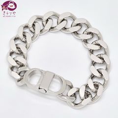 DIOR ディオール CD Icon チェーンリンク ブレスレット S 手首周り約16.8㎝ シルバートーンブラス/真鍮 保存袋 ドイツ製 現行品