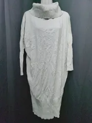 ◇ antiqua patterntorso アンティカ パターントルソ 長袖 膝丈 ニット ワンピース サイズM ライトグレー レディース P  【1406110020126】