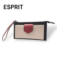 ESPRIT エスプリ　ポーチウォレット　レザー　ベージュ　ブラック　252125404 I500