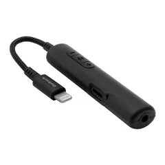 オウルテック オーディオ変換アダプター 充電用ライトニングポート付き ライトニング to 3.5mmミニジャック ハイレゾ対応 48kHz/24bit DAC MFi認証 イヤホンマイク対応 15cm ブラック OWL-CBLTF35LT01-R [ブラック]