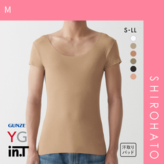 おトク【メール便】【SHIROHATO公式】【正規品・新品】グンゼ GUNZE ワイジー YG カットオフ インティー in.T クルーネック 半袖 Tシャツ インナー 脇汗 汗取りパッド付き メンズ(M)