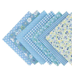 【新着商品】室内装飾 パッチワー 縫う手作り 花 はぎれ (ブルー) 小花 ハンドメイド DIY手芸用 綿 カットクロス パッチワーク布 花柄 50*50cm 布 生地 7枚図案セット サムコス