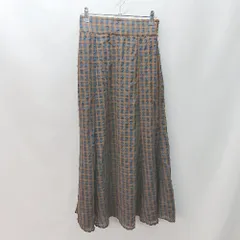 ◇ natural couture ナチュラルクチュール ブロックチェックシンプル 膝下 ロング スカート サイズF ブラウン レディース E  【1402200022834】