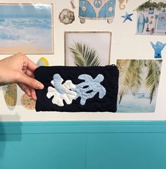 ＜正規品＞カードポーチ♡ホヌ♡ネイビーブルー♡ハワイアンキルト