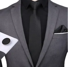 ネクタイ　ポケットチーフ　カフスボタン　格安　3点セット　結婚式 パーティー イベント　成人式　卒業式 入学式 入社式　メンズネクタイ　チーフ　カフス　3点　セット　無地　格子柄　ブラック色