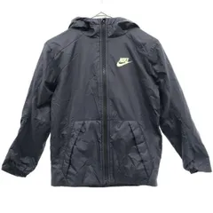 NIKE ナイキ ワンポイントプリント トレーニング ウインドブレーカー キッズXS ネイビー 裏フリース スポーツ キッズ 古着