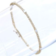 ブレスレット メンズ K18 18金 18k ダイヤモンド 1カラット バゲットカット ラウンドブリリアントカット イエローゴールド レディース 男女兼用 ユニセックス 細身 日本製 刻印入り 鑑別書付き シンプル プレゼント ギフト
