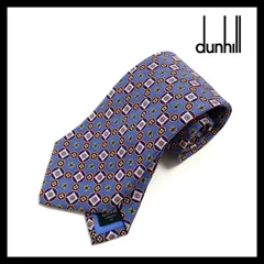 【dunhill】ネクタイ SILK/シルク 100% ブルー/青系 オレンジ イエロー/黄色 フラワー/花柄 総柄 ダンヒル (MM-482)