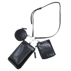 新品同様 LOWRYS FARM ローリーズファーム スマホポーチ 財布 3連 ショルダーバッグ ポシェット マルチパース 黒 ブラック レディース 古着 中古 USED