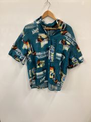 nk947⚫︎NICOLE CLUB⚫︎ニコルクラブ⚫︎総柄⚫︎ブラウスシャツ⚫︎sizeM⚫︎青