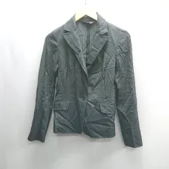 ◇ ⊇ INDIVI インディヴィ ストライプ柄 長袖 ジャケット サイズ38 ダークグレー レディース E  【1409100042207】