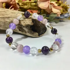 アメジスト×キャッツアイ×水晶×ジェイド パワーストーン ブレスレット 8mm レディース 女性  数珠ブレス 開運 プレゼント ギフト [22]
