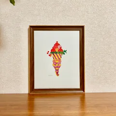 新品☆額縁付アートポスター(BRUCE MCGAW GRAPHICS)☆アンディ・ウォーホル（Andy Warhol）☆ポップアート☆アイスクリーム☆Ice Cream Dessert, c. 1959 (fancy red)☆122
