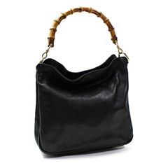 グッチ バンブー ハンドバッグ ショルダーバッグ 肩掛け レザー ブラック