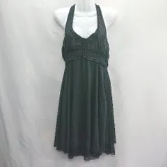 ◇ ⊂ axes femme コットン素材 ノースリーブ 膝丈 ホルターネックワンピース サイズM ブラック レディース E  【1410100050062】