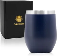 SaintGraal ステンレス タンブラー 真空断熱 おしゃれ プレゼント 誕生日 父の日 父親 男性 ギフト お酒 ウイスキー グッズ(ネイビー)