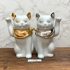 瀬戸焼　招き猫　ネイビー　ブチ　5号　2個セット　箱無し 瀬戸焼 招き猫 ネイビー ブチ 5号 2個セット 箱無し 瀬戸焼