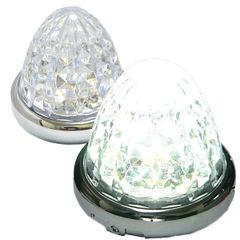 【在庫処分】Customize（カスタマイズ） 24V トラック用 LED マーカーランプ サイド マーカー 8面クリスタルカット仕様 16LED 汎用 2個 セット ブルー/イエロー/レッド/ホワイト 各色 (ホワイト)