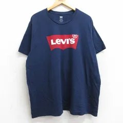 XL/古着 リーバイス Levis 半袖 ブランド Tシャツ メンズ ビッグロゴ 大きいサイズ コットン クルーネック 紺 ネイビー 25aug06 中古