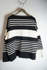 正規 23SS wizzard ウィザード BASQUE SHIRT バスク シャツ 長袖Tシャツ ロンT ボーダー カットソー 黒 白 ブラック ホワイト 2 本物 718P★2