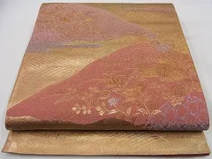 平和屋着物■六通柄袋帯　青銅箔　遠山籬秋草文　逸品　n-sa2991